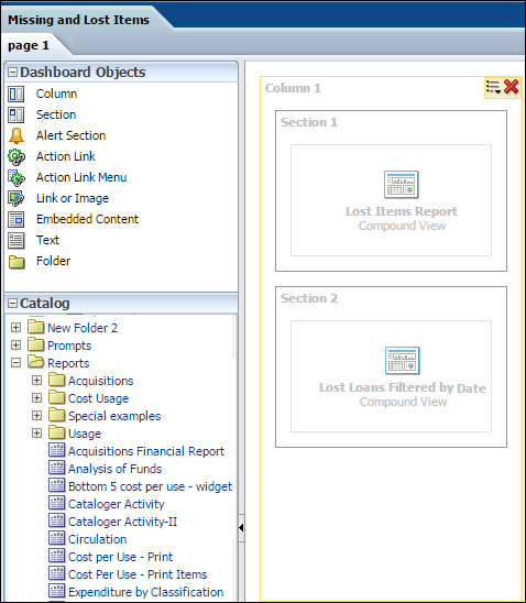 The new dashboard with reports window.
